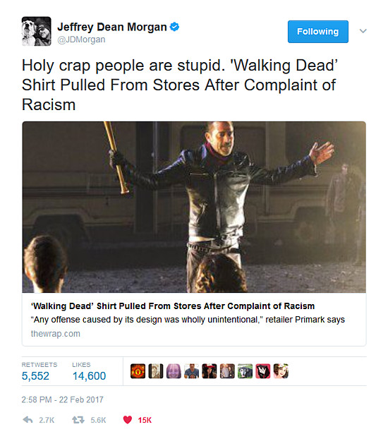 The Walking Dead Jeffrey Dean Morgan tweet